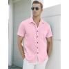 imageUOUA Mens Button Down Short Sleeve Dress Shirts Wrinkle Free Business Shirt Summer Casual TopApink