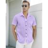 imageUOUA Mens Button Down Short Sleeve Dress Shirts Wrinkle Free Business Shirt Summer Casual TopApurple
