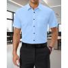 imageUOUA Mens Button Down Short Sleeve Dress Shirts Wrinkle Free Business Shirt Summer Casual TopAsky Blue