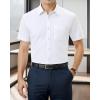 imageUOUA Mens Button Down Short Sleeve Dress Shirts Wrinkle Free Business Shirt Summer Casual TopAwhite