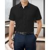 imageUOUA Mens Button Down Short Sleeve Dress Shirts Wrinkle Free Business Shirt Summer Casual TopB2black