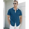 imageUOUA Mens Button Down Short Sleeve Dress Shirts Wrinkle Free Business Shirt Summer Casual TopB2darkblue