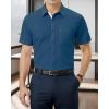 imageUOUA Mens Button Down Short Sleeve Dress Shirts Wrinkle Free Business Shirt Summer Casual TopB2darkblue