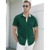 imageUOUA Mens Button Down Short Sleeve Dress Shirts Wrinkle Free Business Shirt Summer Casual TopB2darkgreen