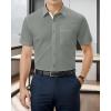 imageUOUA Mens Button Down Short Sleeve Dress Shirts Wrinkle Free Business Shirt Summer Casual TopB2grey