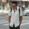 imageUOUA Mens Button Down Short Sleeve Dress Shirts Wrinkle Free Business Shirt Summer Casual TopB2white