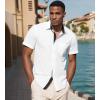 imageUOUA Mens Button Down Short Sleeve Dress Shirts Wrinkle Free Business Shirt Summer Casual TopB2white