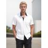 imageUOUA Mens Button Down Short Sleeve Dress Shirts Wrinkle Free Business Shirt Summer Casual TopB2white