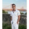 imageUOUA Mens Button Down Short Sleeve Dress Shirts Wrinkle Free Business Shirt Summer Casual TopB2white