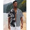 imageUOUA Mens Hawaiian Shirt Short Sleeve Flamingo Button Down Shirts Summer Tropical Printed Beach TopsBlackwhiteleave