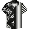 imageUOUA Mens Hawaiian Shirt Short Sleeve Flamingo Button Down Shirts Summer Tropical Printed Beach TopsBlackwhiteleave