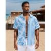imageUOUA Mens Hawaiian Shirt Short Sleeve Flamingo Button Down Shirts Summer Tropical Printed Beach TopsBlueflower