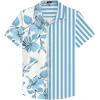 imageUOUA Mens Hawaiian Shirt Short Sleeve Flamingo Button Down Shirts Summer Tropical Printed Beach TopsBlueflower