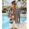imageUOUA Mens Hawaiian Shirt Short Sleeve Flamingo Button Down Shirts Summer Tropical Printed Beach TopsNavywhiteflower