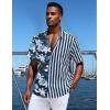 imageUOUA Mens Hawaiian Shirt Short Sleeve Flamingo Button Down Shirts Summer Tropical Printed Beach TopsNavywhiteflower