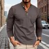 imageUOUA Mens Henley Shirts Short Sleeve Casual TShirts Cotton Basic Tops02 Grey