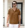 imageUOUA Mens Knit Button Down Shirt Short Sleeve Vintage Shirts Breathable Summer Beach TopsBrown