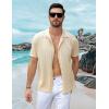 imageUOUA Mens Knit Button Down Shirt Short Sleeve Vintage Shirts Breathable Summer Beach TopsCream