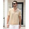 imageUOUA Mens Knit Button Down Shirt Short Sleeve Vintage Shirts Breathable Summer Beach TopsCream
