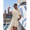 imageUOUA Mens Short Sets 2 Piece Summer Outfits Casual Short Sleeve CrewNeck Shirts ampamp Shorts Track Suit Jogging LoungewearBeige