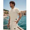 imageUOUA Mens Short Sets 2 Piece Summer Outfits Casual Short Sleeve CrewNeck Shirts ampamp Shorts Track Suit Jogging LoungewearBeige