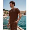 imageUOUA Mens Short Sets 2 Piece Summer Outfits Casual Short Sleeve CrewNeck Shirts ampamp Shorts Track Suit Jogging LoungewearBrown
