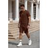 imageUOUA Mens Short Sets 2 Piece Summer Outfits Casual Short Sleeve CrewNeck Shirts ampamp Shorts Track Suit Jogging LoungewearBrown