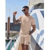 imageUOUA Mens Short Sets 2 Piece Summer Outfits Casual Short Sleeve CrewNeck Shirts ampamp Shorts Track Suit Jogging LoungewearKhaki