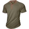 imageUOUA Mens Short Sleeve Henley Shirts Casual Comfortable Cotton TShirt Raglan Sleeve Summer Vintage Button Tops01 Army Green