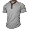 imageUOUA Mens Short Sleeve Henley Shirts Casual Comfortable Cotton TShirt Raglan Sleeve Summer Vintage Button Tops01 Dark Grey