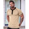 imageUOUA Mens Short Sleeve Henley Shirts Casual Comfortable Cotton TShirt Raglan Sleeve Summer Vintage Button Tops01 Khaki