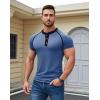 imageUOUA Mens Short Sleeve Henley Shirts Casual Comfortable Cotton TShirt Raglan Sleeve Summer Vintage Button Tops01 Lake Blue