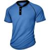 imageUOUA Mens Short Sleeve Henley Shirts Casual Comfortable Cotton TShirt Raglan Sleeve Summer Vintage Button Tops01 Lake Blue