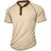 imageUOUA Mens Short Sleeve Henley Shirts Casual Comfortable Cotton TShirt Raglan Sleeve Summer Vintage Button Tops01 Lightkhaki
