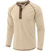 imageUOUA Mens Short Sleeve Henley Shirts Casual Comfortable Cotton TShirt Raglan Sleeve Summer Vintage Button Tops02 Khaki