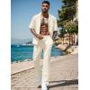 imageUOUA Mens Summer 2 Piece Set Casual Outfits Button Short Sleeve Shirt ampamp Loose Pants Textured Striped Tracksuit Walking SuitsClassicbeige