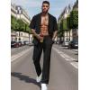 imageUOUA Mens Summer 2 Piece Set Casual Outfits Button Short Sleeve Shirt ampamp Loose Pants Textured Striped Tracksuit Walking SuitsClassicblack