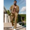 imageUOUA Mens Summer 2 Piece Set Casual Outfits Button Short Sleeve Shirt ampamp Loose Pants Textured Striped Tracksuit Walking SuitsClassickhaki