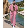 imageUOUA Mens Summer 2 Piece Set Casual Outfits Button Short Sleeve Shirt ampamp Loose Pants Textured Striped Tracksuit Walking SuitsClassicpink