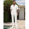 imageUOUA Mens Summer 2 Piece Set Casual Outfits Button Short Sleeve Shirt ampamp Loose Pants Textured Striped Tracksuit Walking SuitsClassicwhite