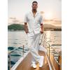 imageUOUA Mens Summer 2 Piece Set Casual Outfits Button Short Sleeve Shirt ampamp Loose Pants Textured Striped Tracksuit Walking SuitsClassicwhite