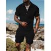 imageUOUA Mens Summer Track Suits 2 Piece Shorts Sets Short Sleeve Sweatsuit Outfits 14 Zip Golf Polo Shirts LoungewearBlack