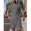 imageUOUA Mens Summer Track Suits 2 Piece Shorts Sets Short Sleeve Sweatsuit Outfits 14 Zip Golf Polo Shirts LoungewearDark Grey