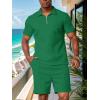 imageUOUA Mens Summer Track Suits 2 Piece Shorts Sets Short Sleeve Sweatsuit Outfits 14 Zip Golf Polo Shirts LoungewearGreen