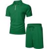 imageUOUA Mens Summer Track Suits 2 Piece Shorts Sets Short Sleeve Sweatsuit Outfits 14 Zip Golf Polo Shirts LoungewearGreen