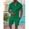 imageUOUA Mens Summer Track Suits 2 Piece Shorts Sets Short Sleeve Sweatsuit Outfits 14 Zip Golf Polo Shirts LoungewearGreen