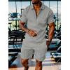imageUOUA Mens Summer Track Suits 2 Piece Shorts Sets Short Sleeve Sweatsuit Outfits 14 Zip Golf Polo Shirts LoungewearGrey
