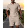 imageUOUA Mens Summer Track Suits 2 Piece Shorts Sets Short Sleeve Sweatsuit Outfits 14 Zip Golf Polo Shirts LoungewearKhaki