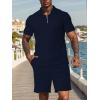 imageUOUA Mens Summer Track Suits 2 Piece Shorts Sets Short Sleeve Sweatsuit Outfits 14 Zip Golf Polo Shirts LoungewearNavy Blue
