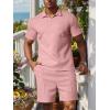 imageUOUA Mens Summer Track Suits 2 Piece Shorts Sets Short Sleeve Sweatsuit Outfits 14 Zip Golf Polo Shirts LoungewearPink